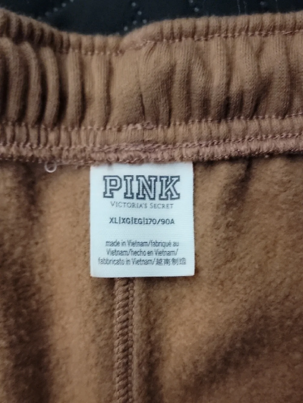PINK Victoria's Secret Tan Sweatpants with Pink Script - Picture 3 of 4
